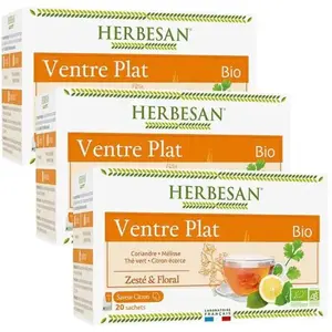 Herbesan Bio Infusion Ventre Plat Saveur Citron n°10 Lot de 3 x 20 sac... pas cher