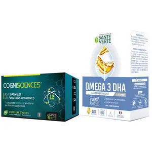 Santé Verte Pack Cognisciences et Omega 3 DHA Mémoire et Concentration pas cher