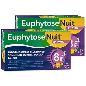 Euphytose Nuit Sommeil Mélatonine 1,9 mg Libération Prolongée lot de 2...