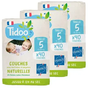 Tidoo Couche Écolabellisée 40 couches Taille 5 (12-25kg) Lot de 3Vendu paratida-santediscount