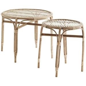Madam Stoltz Bout de canapé Bambou Bois clair 60X60 pas cher