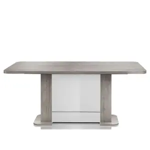 Table 180 cm avec allonge BELLARIA coloris blanc/chêne gris pas cher
