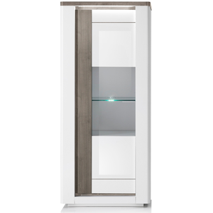 Vitrine 1 porte BELLARIA coloris blanc/chêne grisVendu parconforama