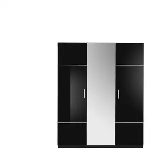 Armoire 3 portes GLOSSY coloris noir pas cher