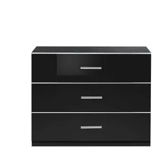 Commode 3 tiroirs GLOSSY coloris noir