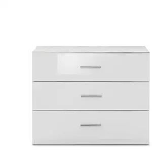 Commode 3 tiroirs GLOSSY coloris blanc pas cher