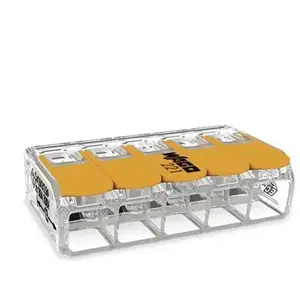 Comparateur de prix : Wago - Borne de raccordement 221-615 flexible: 0.5-6 mm² rigide: 0.5-6 mm² Nombre de pôles: 5 transparent, orange 1 pc(s) X860841