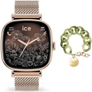 Ice Watch Ice Smart SQ 2.0 1.7 Or/Rose + Bracelet Chaine Opaline Vert ...
