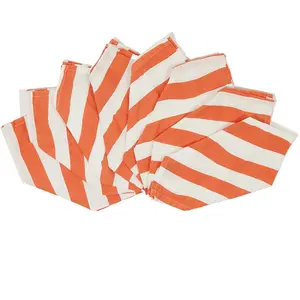 Casa - 8 Serviettes de table Washed Cotton Paint rayures melon - 45x45... pas cher