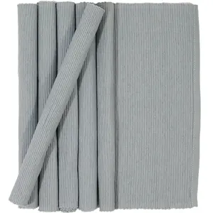 Casa - 6 Sets de table Ribbed bleu perle - 35x50 cm OS pas cher