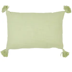 Casa - Coussin Déco Met 4 Tassels Uni seafoam - 60x40 cm 45x45 cm pas cher