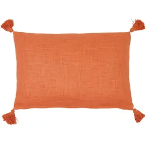 Casa - Coussin Déco Met 4 Tassels Uni brandied melon - 60x40 cm 45x45 ... pas cher