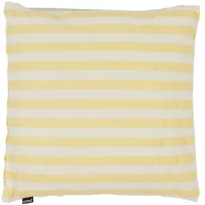 Casa - Coussin Déco Seersucker Block Stripe blanc/jaune - 45x45 cm 45x... pas cher