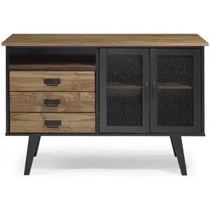 Buffet 2 portes 3 tiroirs DELRY coloris noir/chêne pas cher
