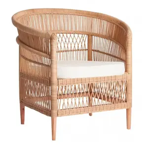 HYDILE Fauteuil naturel en rotin et bois de teck 80x60x80 pas cher