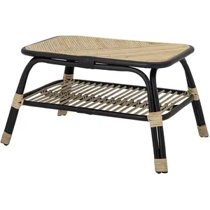 HYDILE Table basse noire en rotin 42x72x54 pas cher
