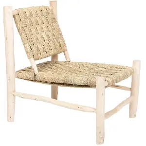 HYDILE Fauteuil naturel en corde et en bois d'eucalyptus 77x58x70 pas cher