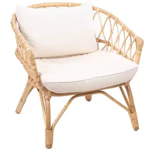 HYDILE Fauteuil naturel en rotin avec coussins 80x75x77 pas cher
