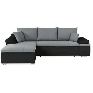 YOUDOIT Canapé d'angle réversible convertible 3 places+Coffre - Simili noir et... pas cher