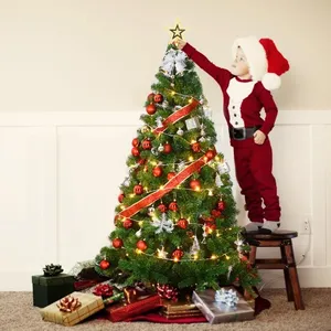 Sapin de Noël Artificiel 240 cm Arbre de Noël en PVC pour Décoration a...
