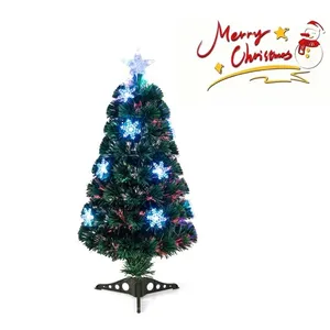 COSTWAY Sapin de Noël Artificiel Lumineux LED 90CM Fibre Optique Lumiè... pas cher