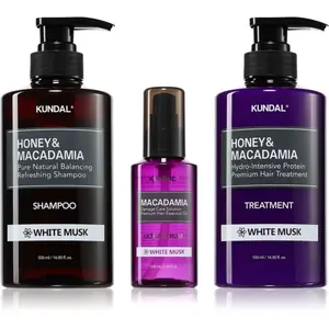 KUNDAL Honey & Macadamia White Musk ensemble pour cheveux secs et abîm... pas cher