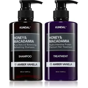 KUNDAL Honey & Macadamia Amber Vanilla ensemble pour cheveux secs et a... pas cher