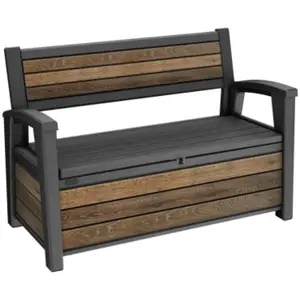 Coffre en résine deco bench 60 noyer - Keter pas cher