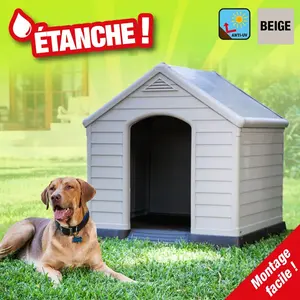 Comparateur de prix : Petlife Niche XL pour chien en plastique beige et marron 99 x 95 x 99cm
