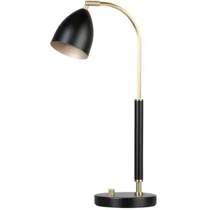 Lampe à poser en laiton et métal noir 50,7 x 9,8 cm Deluxe - Belid