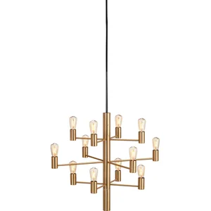 Suspension chandelier 12 ampoules laiton satin 60cm Manola - Herstal pas cher