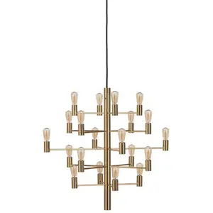 Suspension chandelier 20 ampoules laiton satin 60cm Manola - Herstal
