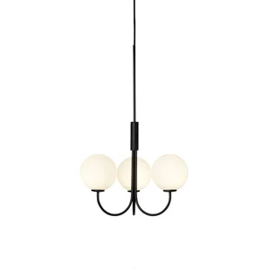 Herstal Ballon Globe Suspension Plafonnier Noir, Verre Opale 3x G9Vendu paramazon