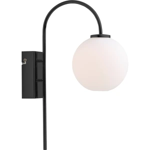 Herstal Ballon Applique Noir, Verre Opalin, Interrupteur Sur Cordon 1x G9 pas cher