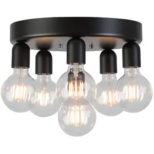 Luminaire Center Plafonnier REGAL en Métal et Noir mat Diamètre 32 Cm pas cher