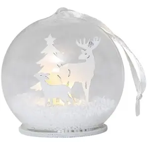 Boule à neige lumineuse Star Trading « Fauna », avec renne en bois bla... pas cher