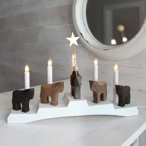 STAR TRADING Chandelier Staffans fålar, brun/blancVendu parluminaire