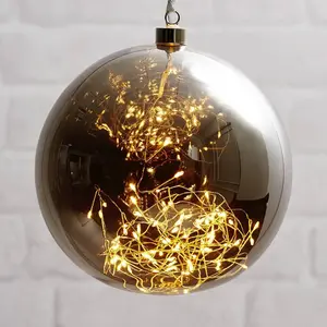 STAR TRADING Sphère déco LED Glow en verre, Ø 20 cm gris fuméeVendu parluminaire