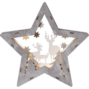 STAR TRADING Étoile décorative LED Faune en bois, hauteur 24 cmVendu parluminaire