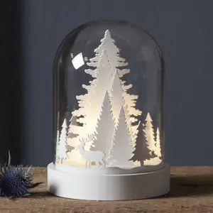 STAR TRADING Lampe décorative LED Kupol scène de forêt, blanche pas cher