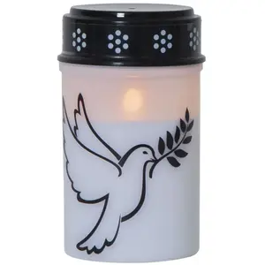 STAR TRADING Lampe funéraire LED Dove, blanc/noir plastique 12,5 cm pileVendu parluminaire