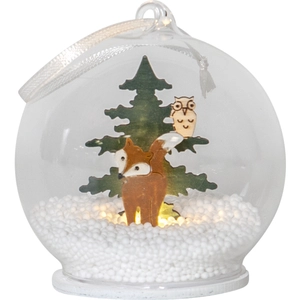 STAR TRADING Boule verre LED Forest Friends renard et chouette pas cher