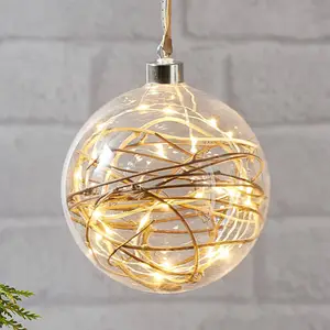 STAR TRADING Sphère déco LED Glow transparente, rotin Ø 15 cm pas cher