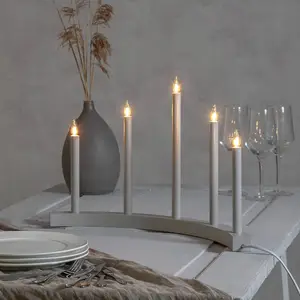 Star Trading - Chandelier 'accent' En Bois Et Métal, Composition Pyramidale, Bougies E10, Gris, L 60 CmVendu parluminaire