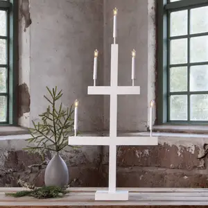 STAR TRADING Lampe déco fenêtre Storm 5 lampes 118 cm blanche pas cher