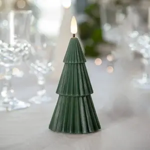 STAR TRADING Bougie LED Flamme Grany, vert, 15 cm, cire véritable, à pilesVendu parluminaire