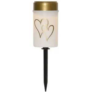 Comparateur de prix : STAR TRADING Lampe sur piquet LED solaire Hearty, blanc/or 12 cm plast...