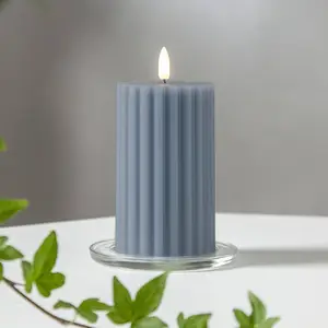 Comparateur de prix : Led Wachskerze Flamme Stripe Batterie Timer 15x7,5cm blau