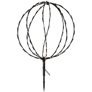 Comparateur de prix : STAR TRADING Lampe sur piquet LED Sphere, Ø 40 cm, noir Métal Batterie
