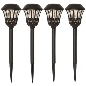Comparateur de prix : STAR TRADING Lampe sur piquet LED solaire Lace, noir, hauteur 31 cm, set de 4 pièces